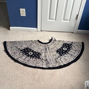 Refuge Women's S 100% Cotton Full Circle Skirt Black & Cream Boho Sequin Details